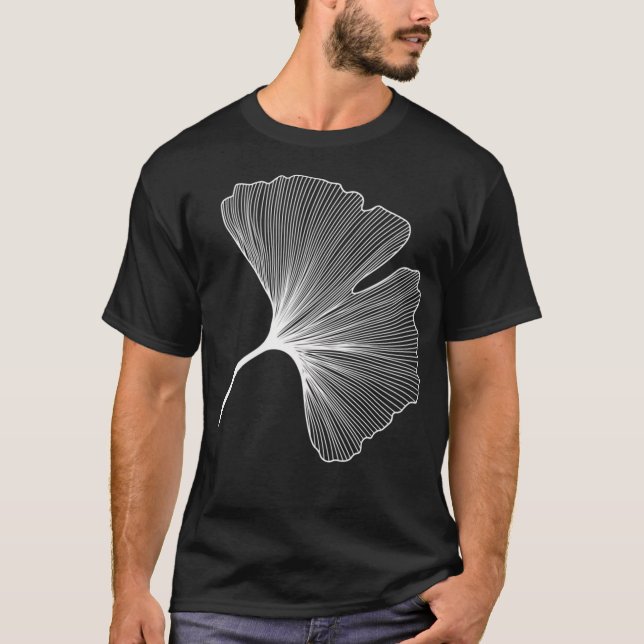 T-shirt Motif Feuille Ginkgo Biloba - Blanc (Devant)