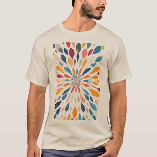 T-shirt Motif floral abstrait vibrant éclaté (Devant)