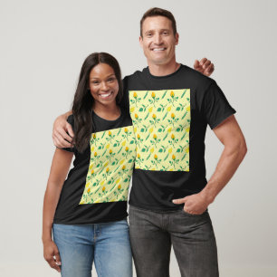 T-shirt Motif floral avec rose jaune et fleurs de tulipe
