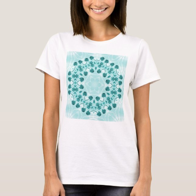 T-shirt Motif floral, bleu Turquoise (Devant)