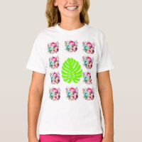 Motif floral Boho avec feuille verte