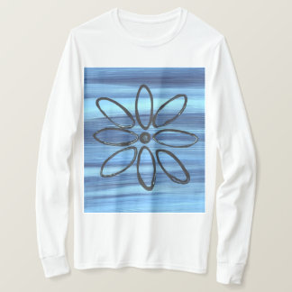T-shirt Motif floral noir sur fond bleu