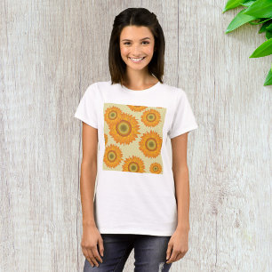 T-shirt Motif floral rétro soleil jaune des années 70