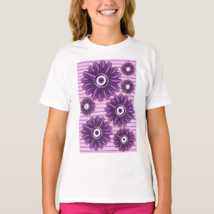 T-shirt Motif Floral Violet Design Fleur Moderne Abstraite