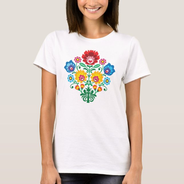 T-shirt Motif folklorique floral polonais traditionnel de (Devant)
