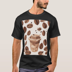 T-shirt Motif Géométrique de Tasse de Haricots de Café Pol