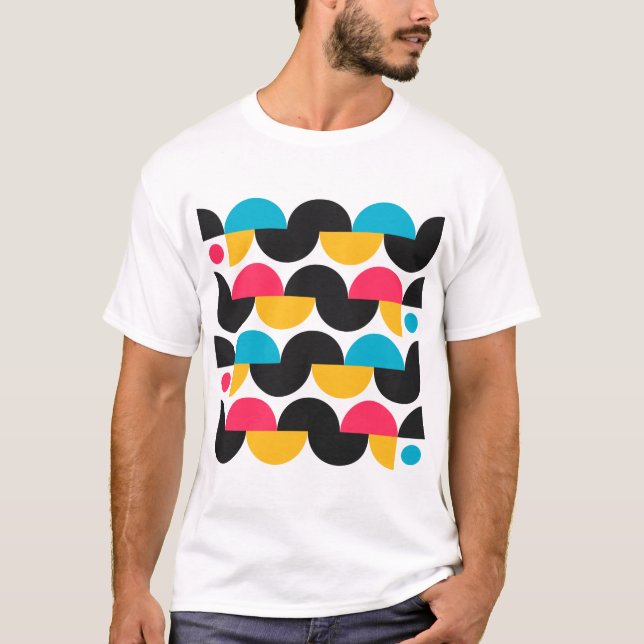 T-shirt Motif géométrique multicouleur (Devant)