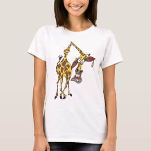 T-shirt Motif : girafe joyeuse avec une boucle d'oreille