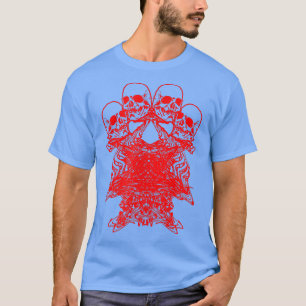 T-shirt Motif Glitch Skeleton Trippy EBoy EGirl Punk Rouge