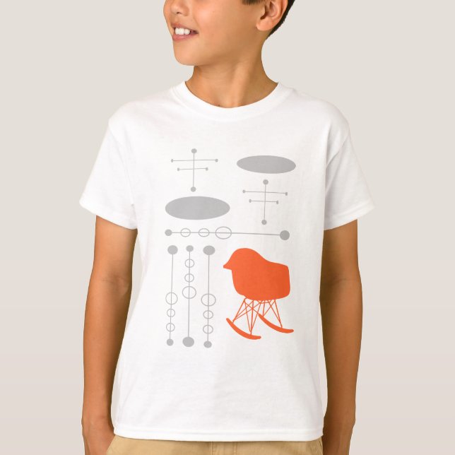 T-shirt Motif gris du milieu du siècle Silhouette (Devant)