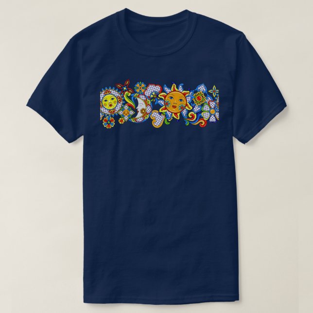 T-shirt Motif mexicain avec articles d'art naïf mignon Tra (Design devant)