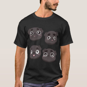 T-shirt Motif mignon et drôle de visage de bouledogue noir