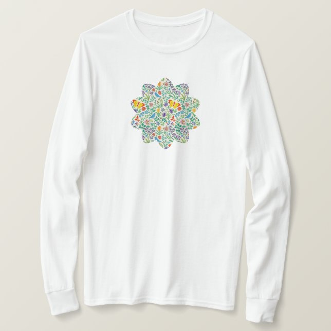 T-shirt Motif Oiseaux, Papillons & Fleurs Sauvages (Design devant)