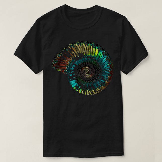T-shirt Motif Opalescent Vecteur Fossile Ammonite (Design devant)