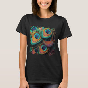T-shirt Motif Peacock vintage coloré