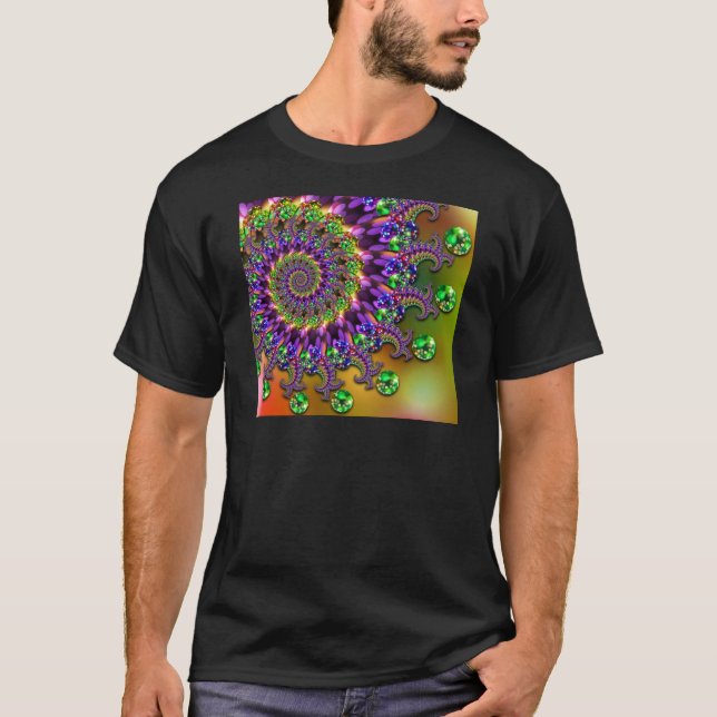 T-shirt Motif pourpre et vert de fractale de Bokeh (Devant)
