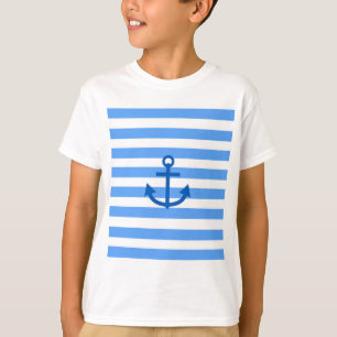T-shirt Motif rayé bleu et blanc avec ancre
