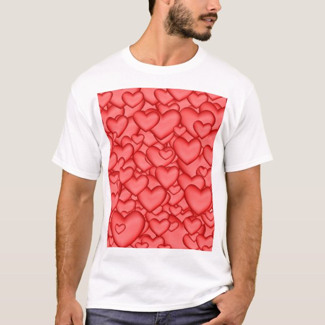 T-shirt Motif rouge de texture 3D Coeurs-23956 (Devant)