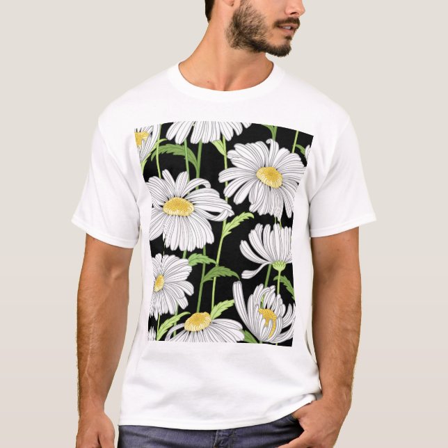 T-shirt Motif sans couture avec des fleurs d'été. (Devant)