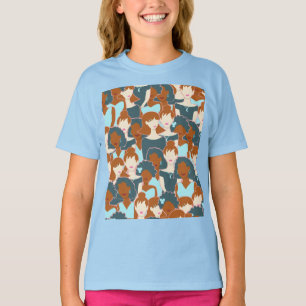 T-shirt Motif sans couture avec filles noires et blanches