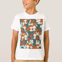 Motif sans couture avec filles noires et blanches