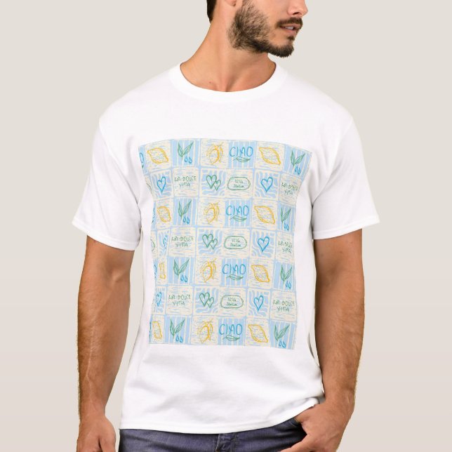 T-shirt Motif sans couture de style Amalfi décoratif (Devant)