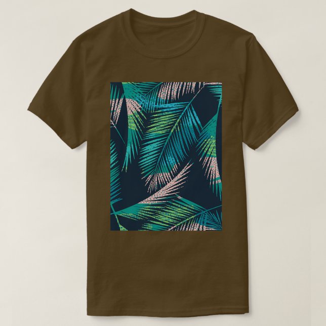 T-shirt Motif sans couture exotique avec plantes tropicaux (Design devant)