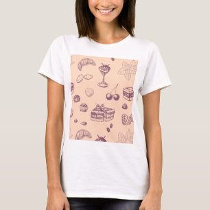 T-shirt Motif sucré avec des desserts variés.