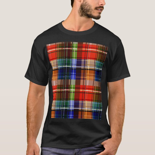 T-shirt Motif Tartan Plaid Flannel Multicolore (Devant)