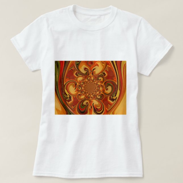 T-shirt Motif tourbillonnant : Tons d'orange, Brown et ver (Design devant)