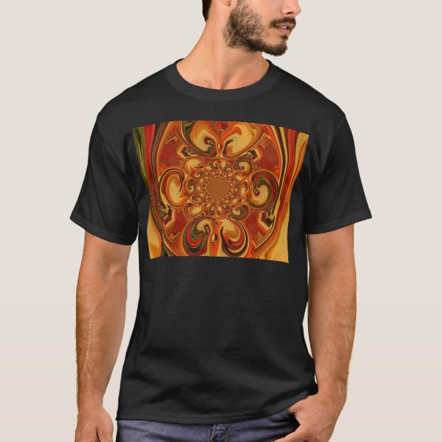T-shirt Motif tourbillonnant : Tons d'orange, Brown et ver (Devant)