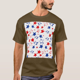 T-shirt MOTIF USA Main Tirée Rouge Blanc Bleu Étoiles