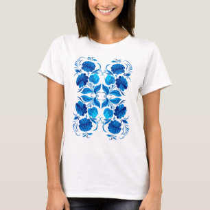 T-shirt Motifs en fleurs bleues