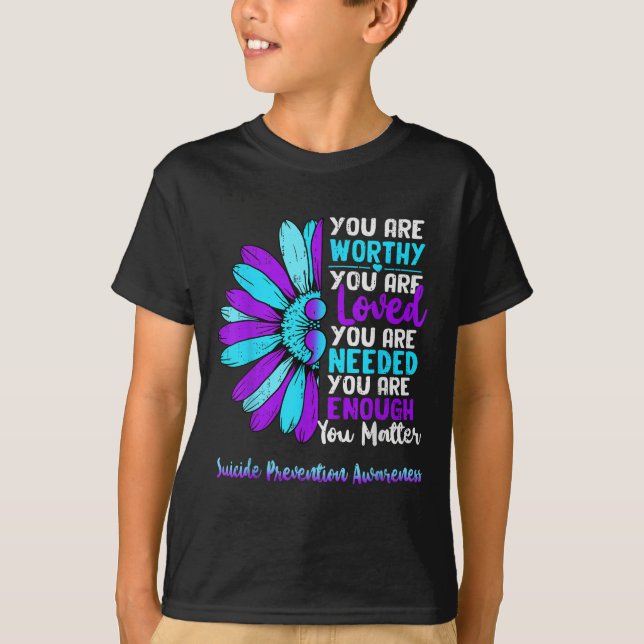 T-shirt Motivational Suicide Prevention Awareness Teal Pur (Devant)