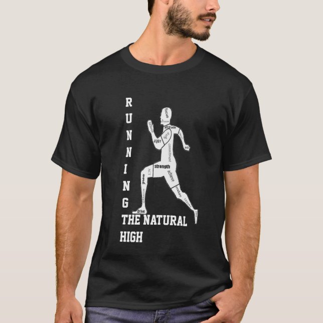 T-shirt Motivational Words, Running - the Natural High (Devant)