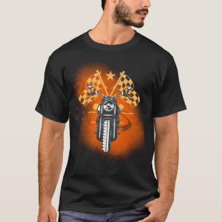T-Shirt Moto 2 Drapeaux à Damier Peinture de Fond