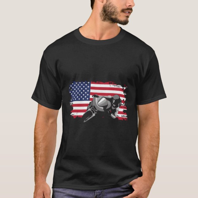 T-shirt Moto American Flag (Devant)