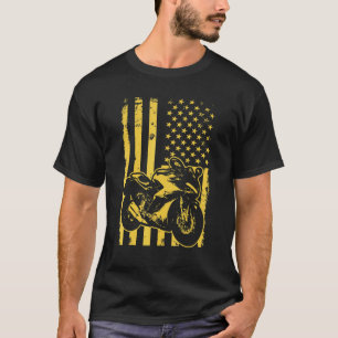 T-shirt Moto Avec Nous Drapeau Américain Quatrième 4 Juil