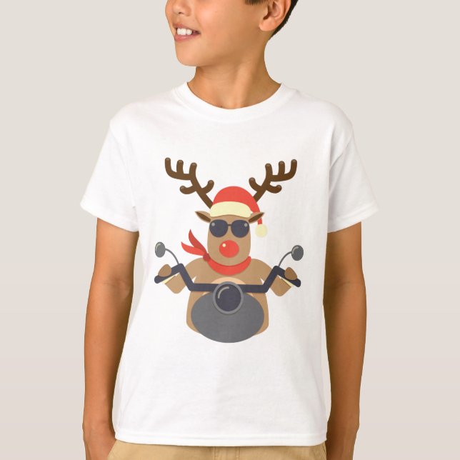 T-shirt Moto drôle de motard de Rudolf de Noël (Devant)