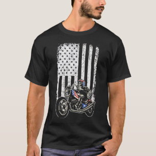 T-shirt Moto Retro vintage Détaillé Avec Fl Américain