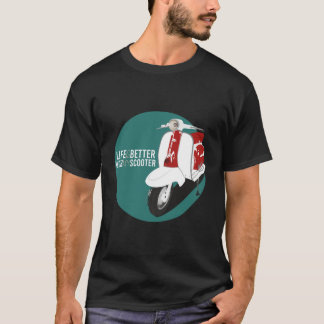 T-shirt motocicleta con letr vie mieux avec mon scoote