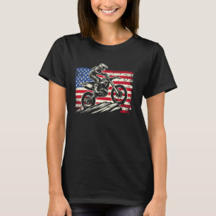 T-shirt Motocross Dirt Bike American Flag USA 4 juillet