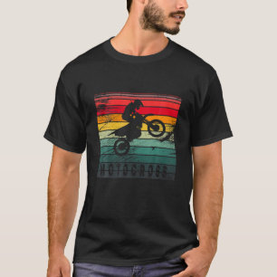 T-shirt Motocross Dirt Bike Rider Vintage Retro Rainbow Mo