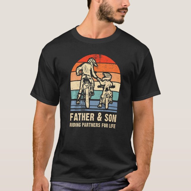 T-shirt Motocross Papa Dirt Vélo Père Et Fils Riant Partie (Devant)