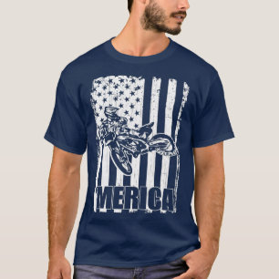 T-shirt Motocross racer dirt vélo Merica American Flag