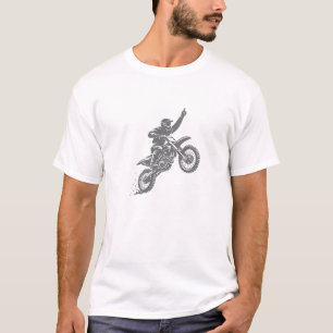 T-Shirt Motocross Rider Silhouette Grise Vélo Tout