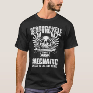 T-shirt Motocyclette Mécanique Crâne Ailes d'aiguilles dés