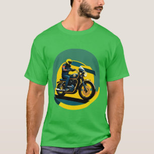 T-shirt Motocycliste dans un style rétro vibrant