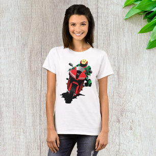 T-shirt Motocycliste Sur Une Moto Rouge