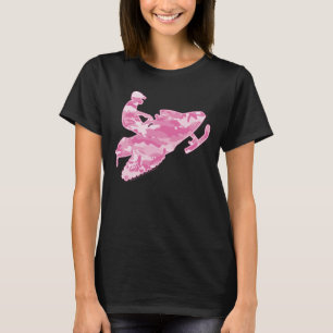 T-shirt Motoneige en Camouflage rose